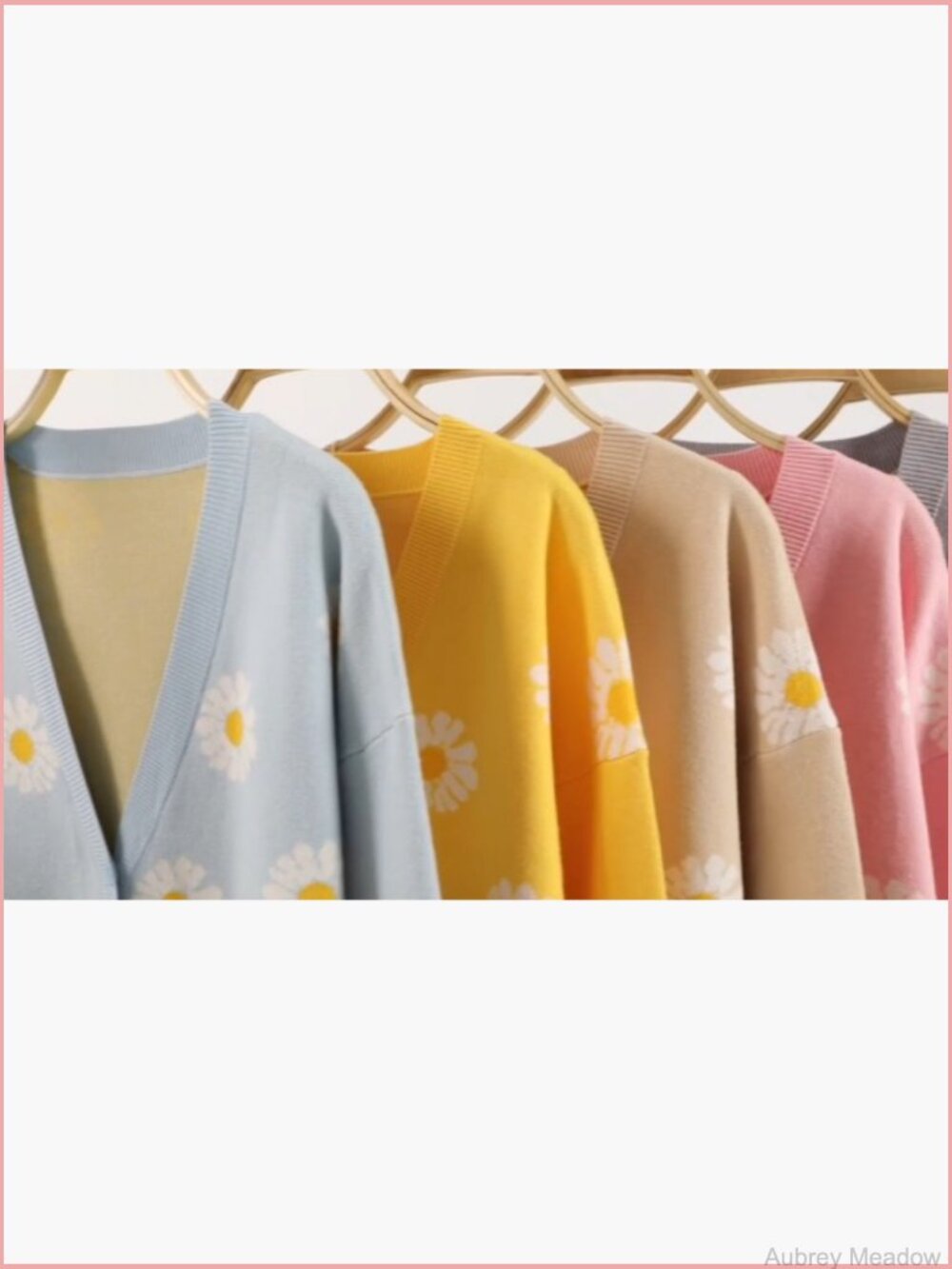 Womens Floral Cardigan Long Sleeve V Neck Open Front Chunky Knit Oversized - Picture 5 of 5